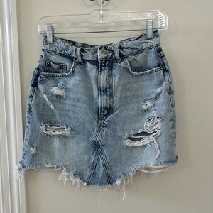Distressed Pilcro Denim Mini Skirt